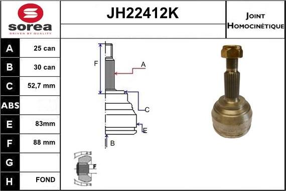 Sera JH22412K - Kit giunti, Semiasse autozon.pro