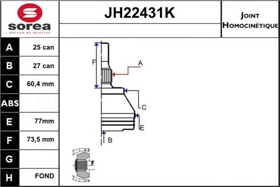 Sera JH22431K - Kit giunti, Semiasse autozon.pro