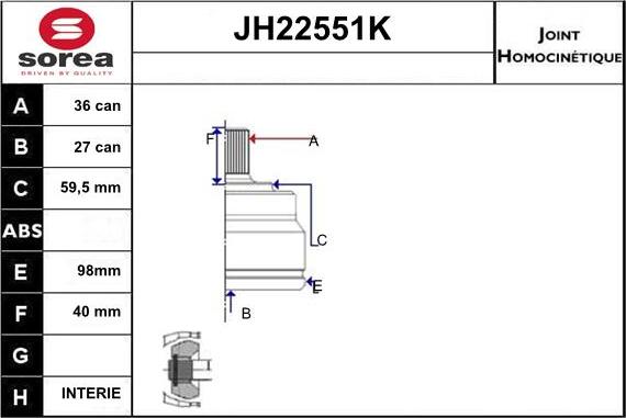 Sera JH22551K - Kit giunti, Semiasse autozon.pro