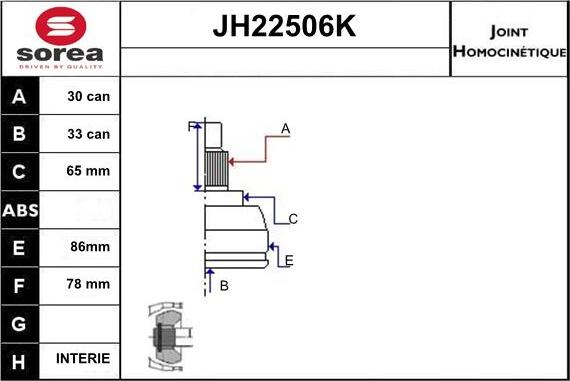 Sera JH22506K - Kit giunti, Semiasse autozon.pro