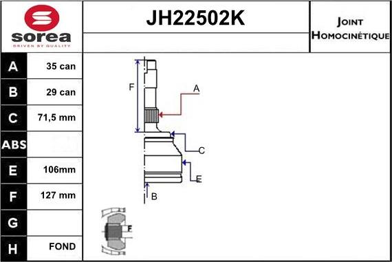 Sera JH22502K - Kit giunti, Semiasse autozon.pro