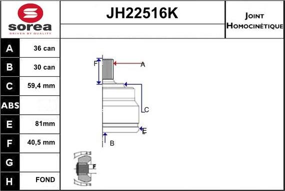 Sera JH22516K - Kit giunti, Semiasse autozon.pro