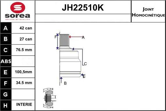 Sera JH22510K - Kit giunti, Semiasse autozon.pro