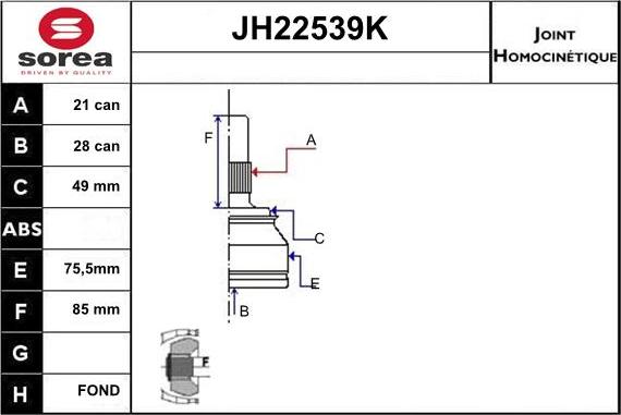 Sera JH22539K - Kit giunti, Semiasse autozon.pro