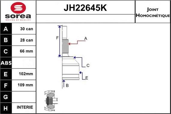 Sera JH22645K - Kit giunti, Semiasse autozon.pro