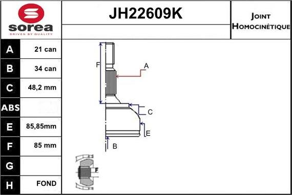 Sera JH22609K - Kit giunti, Semiasse autozon.pro