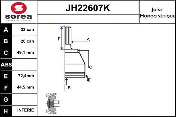 Sera JH22607K - Kit giunti, Semiasse autozon.pro