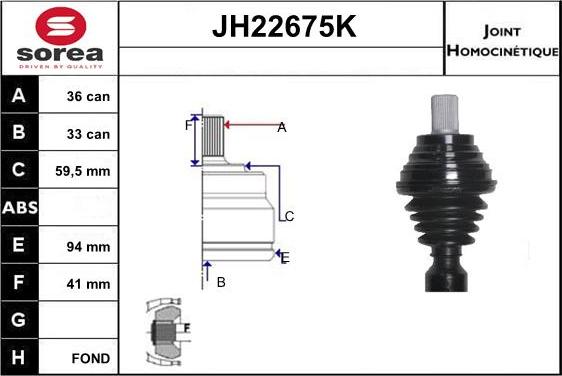 Sera JH22675K - Kit giunti, Semiasse autozon.pro