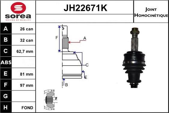 Sera JH22671K - Kit giunti, Semiasse autozon.pro