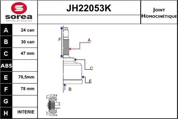 Sera JH22053K - Kit giunti, Semiasse autozon.pro