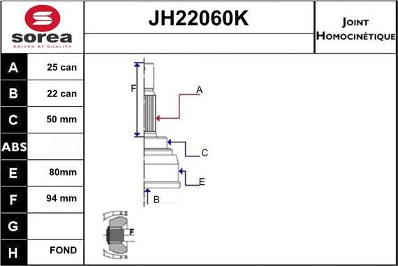 Sera JH22060K - Kit giunti, Semiasse autozon.pro