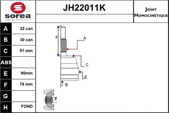 Sera JH22011K - Kit giunti, Semiasse autozon.pro