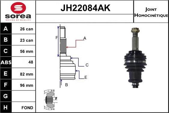 Sera JH22084AK - Kit giunti, Semiasse autozon.pro