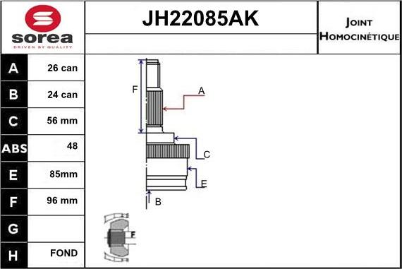 Sera JH22085AK - Kit giunti, Semiasse autozon.pro