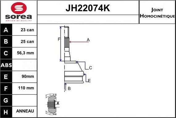 Sera JH22074K - Kit giunti, Semiasse autozon.pro