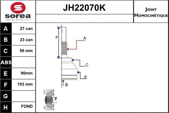 Sera JH22070K - Kit giunti, Semiasse autozon.pro