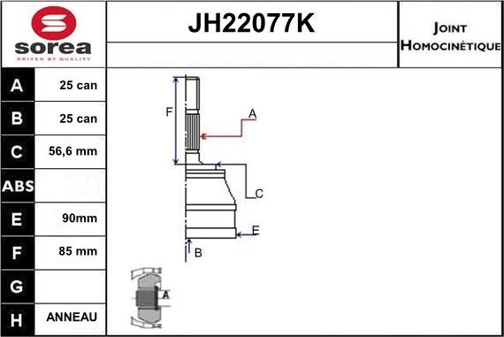 Sera JH22077K - Kit giunti, Semiasse autozon.pro