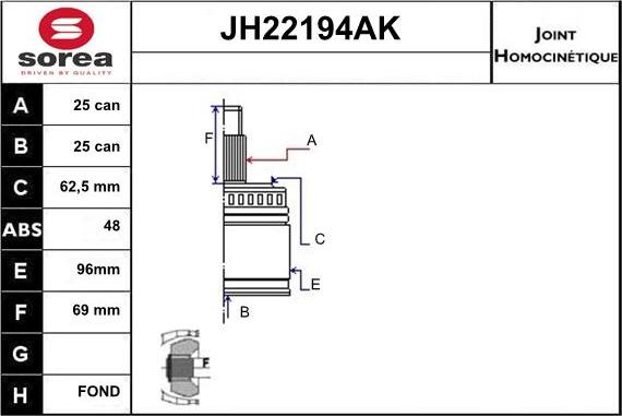 Sera JH22194AK - Kit giunti, Semiasse autozon.pro