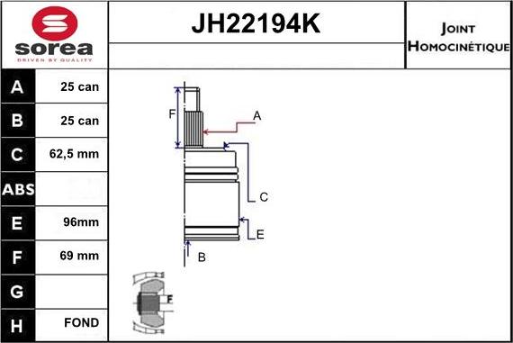 Sera JH22194K - Kit giunti, Semiasse autozon.pro