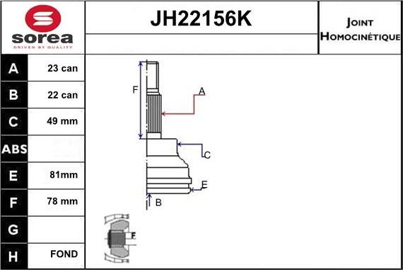 Sera JH22156K - Kit giunti, Semiasse autozon.pro