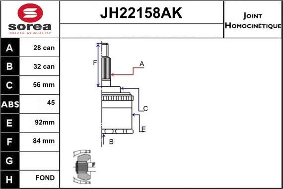 Sera JH22158AK - Kit giunti, Semiasse autozon.pro