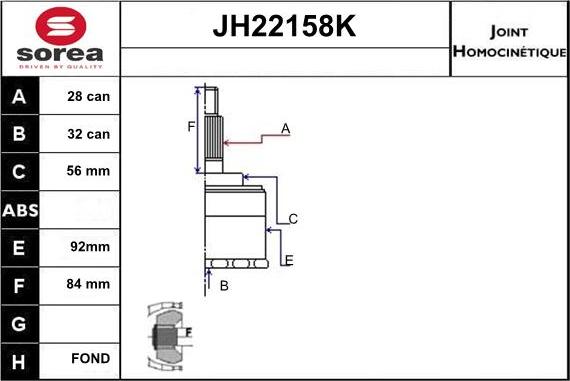 Sera JH22158K - Kit giunti, Semiasse autozon.pro