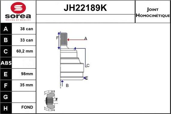 Sera JH22189K - Kit giunti, Semiasse autozon.pro