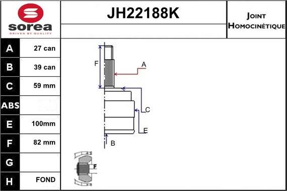 Sera JH22188K - Kit giunti, Semiasse autozon.pro