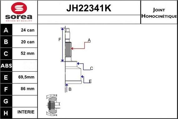 Sera JH22341K - Kit giunti, Semiasse autozon.pro