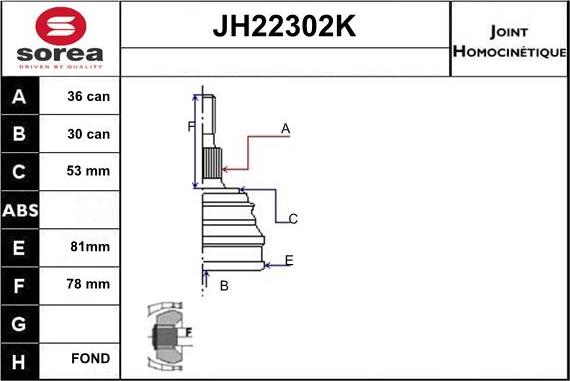 Sera JH22302K - Kit giunti, Semiasse autozon.pro