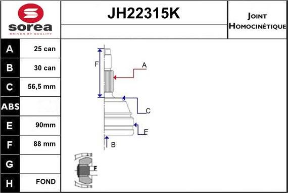 Sera JH22315K - Kit giunti, Semiasse autozon.pro