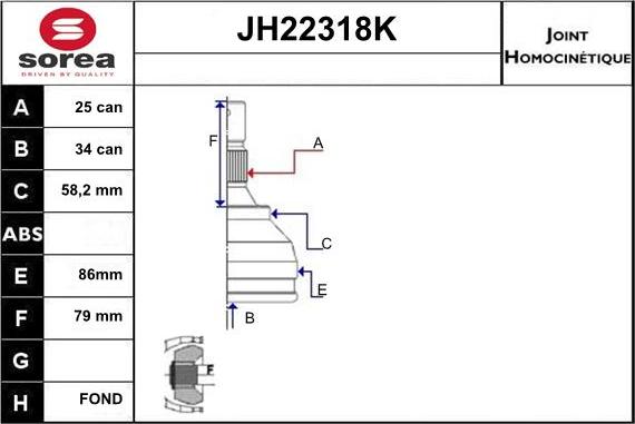 Sera JH22318K - Kit giunti, Semiasse autozon.pro