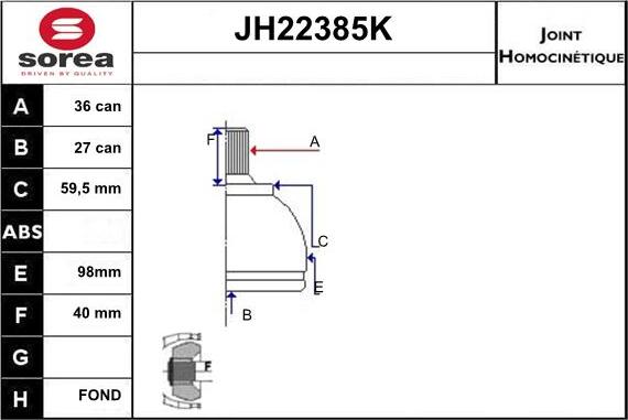 Sera JH22385K - Kit giunti, Semiasse autozon.pro