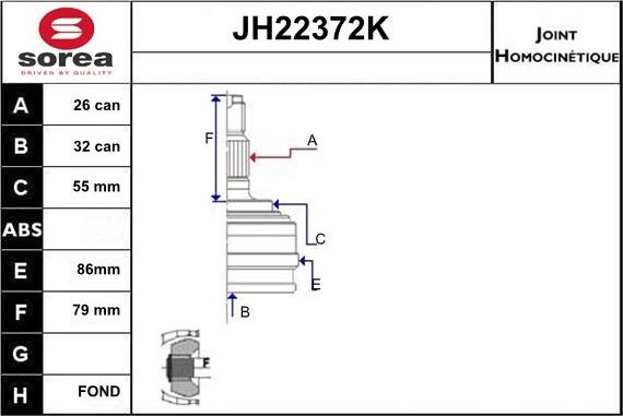 Sera JH22372K - Kit giunti, Semiasse autozon.pro