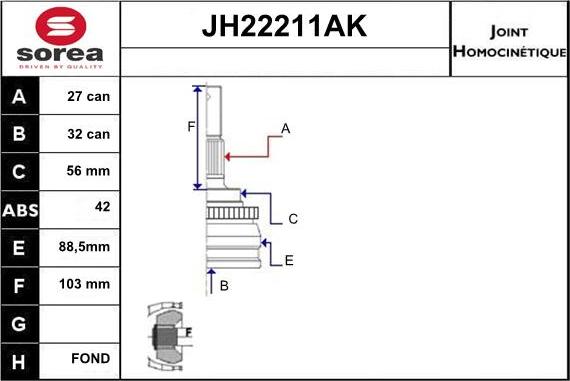 Sera JH22211AK - Kit giunti, Semiasse autozon.pro