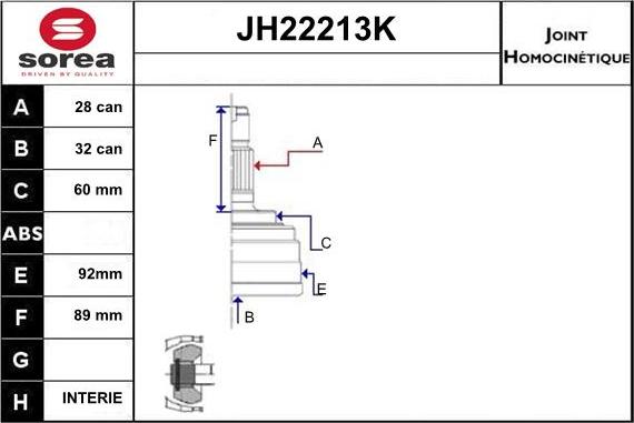 Sera JH22213K - Kit giunti, Semiasse autozon.pro