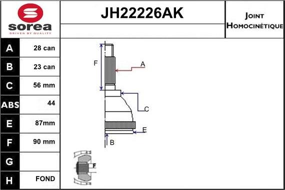 Sera JH22226AK - Kit giunti, Semiasse autozon.pro