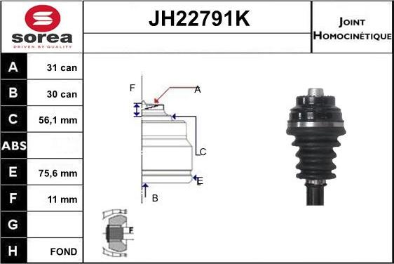 Sera JH22791K - Kit giunti, Semiasse autozon.pro