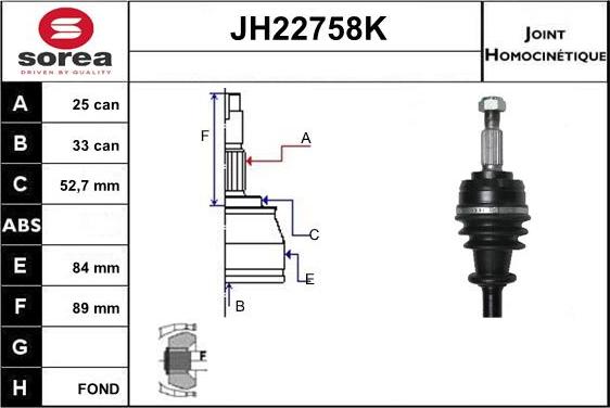 Sera JH22758K - Kit giunti, Semiasse autozon.pro