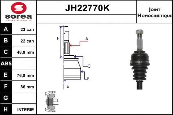 Sera JH22770K - Kit giunti, Semiasse autozon.pro