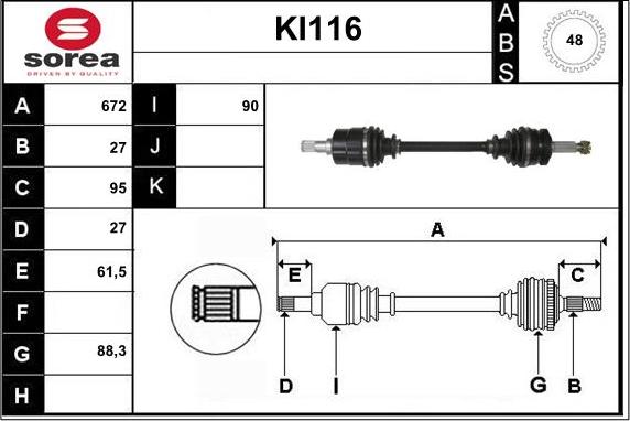 Sera KI116 - Albero motore / Semiasse autozon.pro