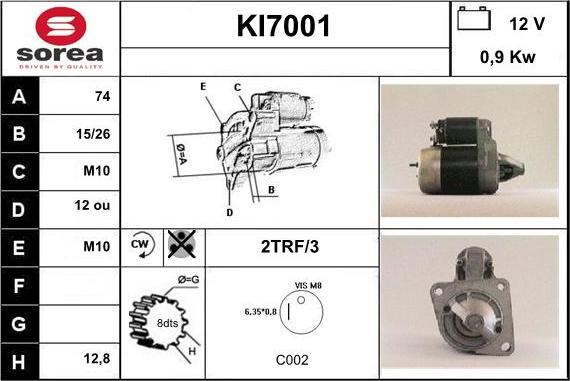 Sera KI7001 - Motorino d'avviamento autozon.pro