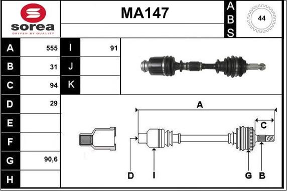 Sera MA147 - Albero motore / Semiasse autozon.pro