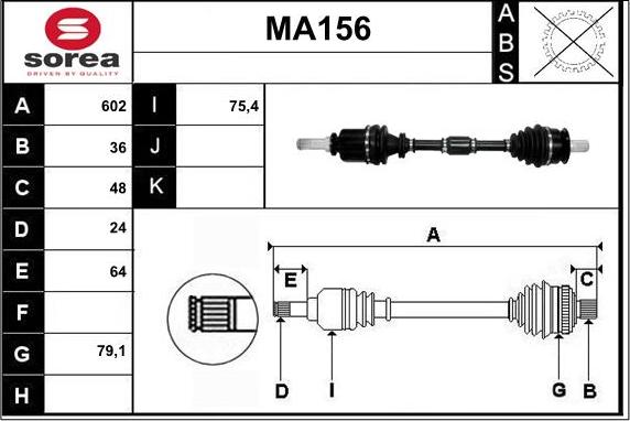 Sera MA156 - Albero motore / Semiasse autozon.pro