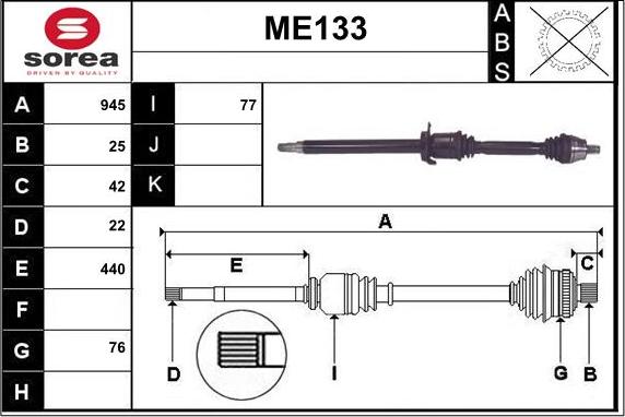 Sera ME133 - Albero motore / Semiasse autozon.pro