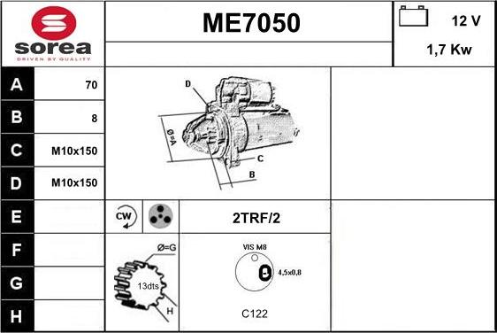 Sera ME7050 - Motorino d'avviamento autozon.pro