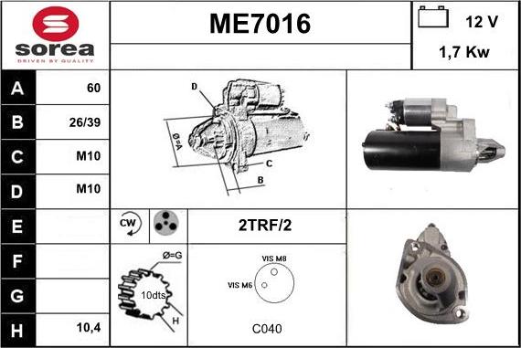 Sera ME7016 - Motorino d'avviamento autozon.pro