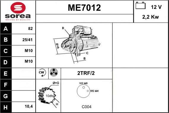 Sera ME7012 - Motorino d'avviamento autozon.pro