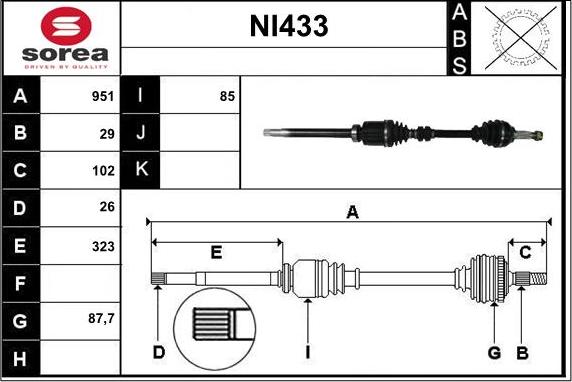 Sera NI433 - Albero motore / Semiasse autozon.pro