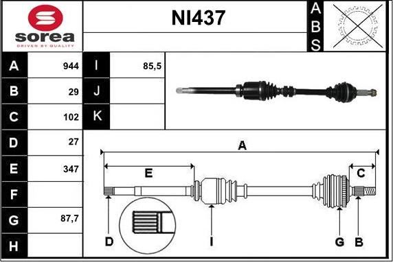 Sera NI437 - Albero motore / Semiasse autozon.pro